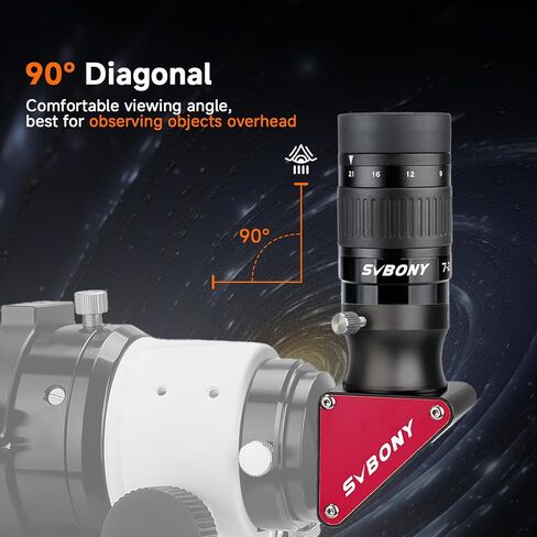 SVBONY SV135 Zoom Eyepiece 40-57 Degree FOV with SV188P Dielectric Mirror Star Diagonal Bundle with SV106 Guide Scope 50mm with Helical Focuser Finder for Astronomical Telescope in Saudi Arabia