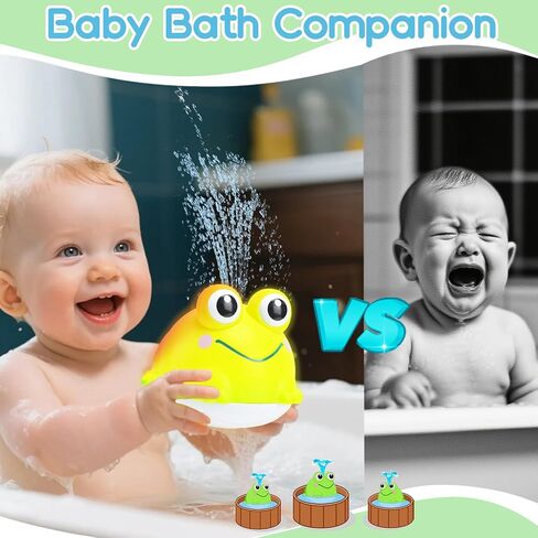 Light Up Baby Bath Toys,Frog Sprinkler Bathtub Toys for Kids Ages 1-3 Babies 6-18 Months,Water Swimming Fountain Toys,Infant Toddler Newborn Boys Girls Birthday Baby Gifts in Saudi Arabia