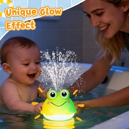 Light Up Baby Bath Toys,Frog Sprinkler Bathtub Toys for Kids Ages 1-3 Babies 6-18 Months,Water Swimming Fountain Toys,Infant Toddler Newborn Boys Girls Birthday Baby Gifts in Saudi Arabia