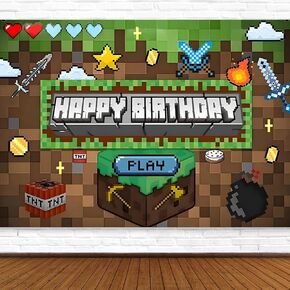 ديكورات عيد ميلاد على طراز Pixel Miner، خلفية لألعاب الفيديو، دعائم خلفيات صور لالتقاط الصور، لوازم حفلات أعياد الميلاد للأولاد (5 × 3 أقدام) in Kuwait