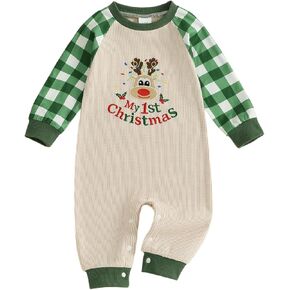 Eadrioss My First Christmas Outfit Newborn Baby Girl Boy 1st Christmas' Outfits Romper Infant Christmas's Clothes 3M 6M 12M in Saudi Arabia