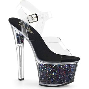 Clear Silver Glitter Sandal by Pleaser in Saudi Arabia