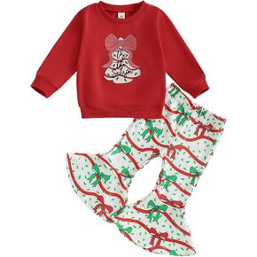 طفل فتاة عيد الميلاد الزي شجرة التطريز Crewneck البلوز مضيئة السراويل مجموعات الاطفال ملابس الخريف الشتاء in Kuwait