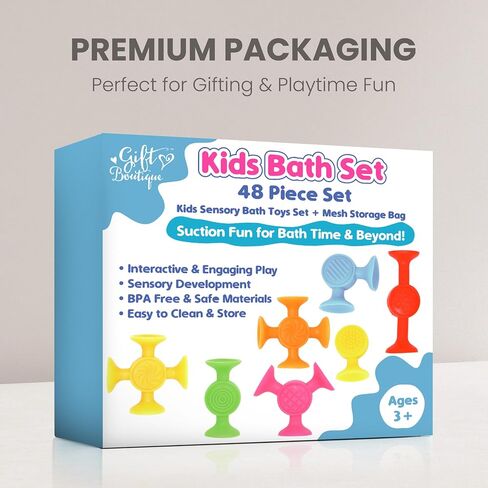 48 Pack Toddler Suction Cup Bath Toys for Kids Ages 1-3, Sensory Bath Toys for High Chair Car Window and Airplane Travel Essentials, Toddler Stocking Stuffers in Saudi Arabia