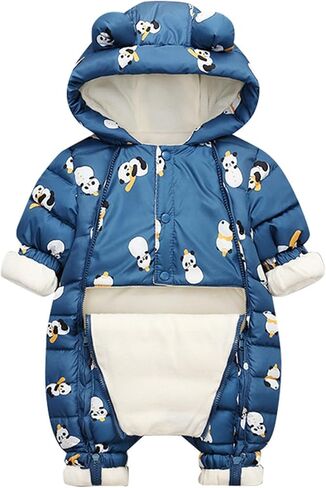 Newborn Baby Boy Girl Snowsuit Winter Puffer Coat Hooded Jumpsuit Panda Bunting Suit Down Jacket Warm Hoodie Romper in Saudi Arabia