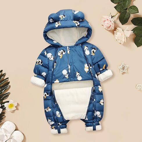 Newborn Baby Boy Girl Snowsuit Winter Puffer Coat Hooded Jumpsuit Panda Bunting Suit Down Jacket Warm Hoodie Romper in Saudi Arabia