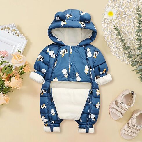 Newborn Baby Boy Girl Snowsuit Winter Puffer Coat Hooded Jumpsuit Panda Bunting Suit Down Jacket Warm Hoodie Romper in Saudi Arabia