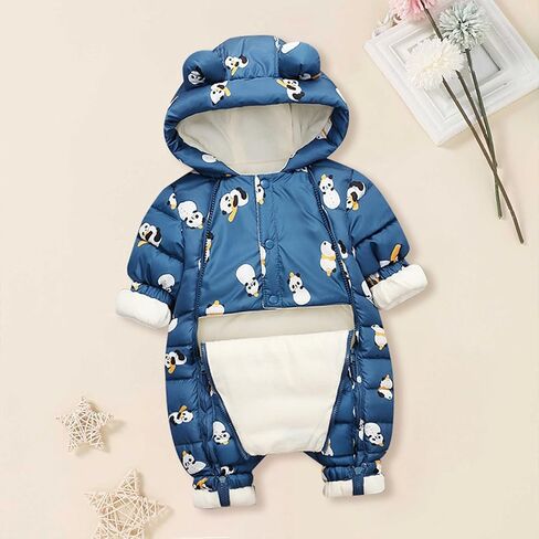 Newborn Baby Boy Girl Snowsuit Winter Puffer Coat Hooded Jumpsuit Panda Bunting Suit Down Jacket Warm Hoodie Romper in Saudi Arabia