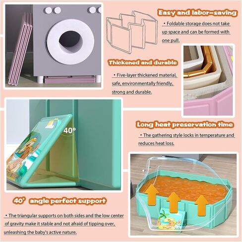 Baby Foldable Children's Bathtub, Portable Non-Slip Shower Tray for Kids, Toddler Bath Tub with Drain Plug, Boys and Girls Bathroom Water Pool, Cat and Dog Pet Wash Shower Basin (Pink) in Saudi Arabia