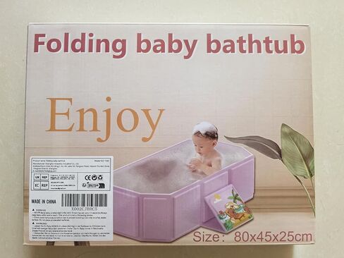 Baby Foldable Children's Bathtub, Portable Non-Slip Shower Tray for Kids, Toddler Bath Tub with Drain Plug, Boys and Girls Bathroom Water Pool, Cat and Dog Pet Wash Shower Basin (Pink) in Saudi Arabia