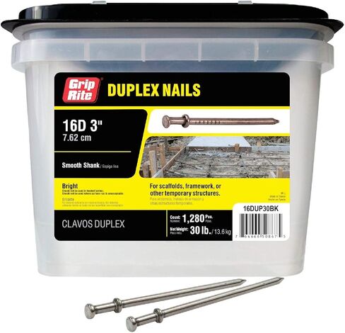 قبضة طقوس 16d × 3 بوصة. مسامير تأطير مزدوجة لامعة (1280 قيراط، 30 رطل) - قطعة واحدة لكل منها in Saudi Arabia