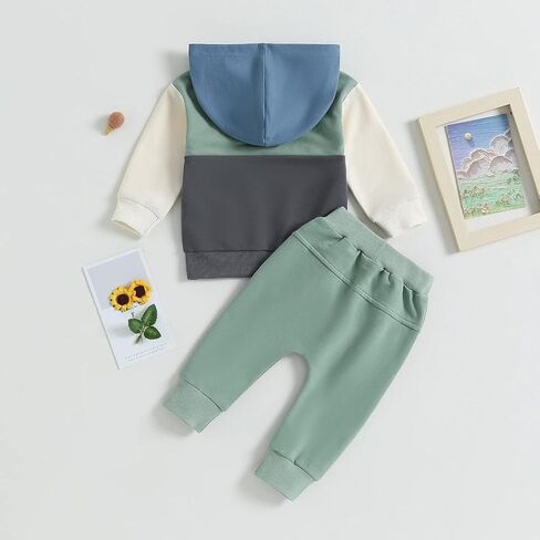 Baby Long Sleeve Top & Pants Set - Four-Tone Colorblock Top And Solid Pants for Daily Wear in Saudi Arabia