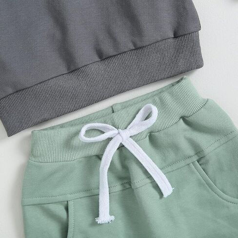 Baby Long Sleeve Top & Pants Set - Four-Tone Colorblock Top And Solid Pants for Daily Wear in Saudi Arabia