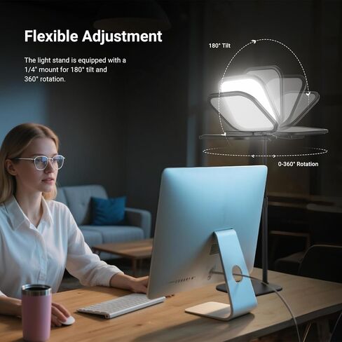 NEEWER Basics 10.8" Video Conference Lighting with Stand & Phone Holder, 15W Bi Color Edge Lit Full Screen Desk Light CRI95+ for Computer Laptop Webcam Zoom Calls Streaming Recording, L220 in Kuwait
