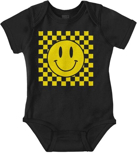Brisco Brands Cool Checkerboard Happy Face Smile Baby رومبير للأولاد والبنات in Kuwait