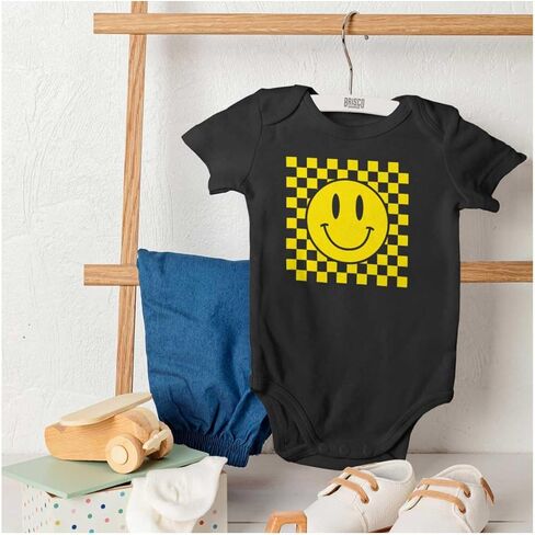 Brisco Brands Cool Checkerboard Happy Face Smile Baby رومبير للأولاد والبنات in Kuwait