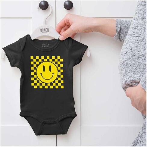 Brisco Brands Cool Checkerboard Happy Face Smile Baby رومبير للأولاد والبنات in Kuwait