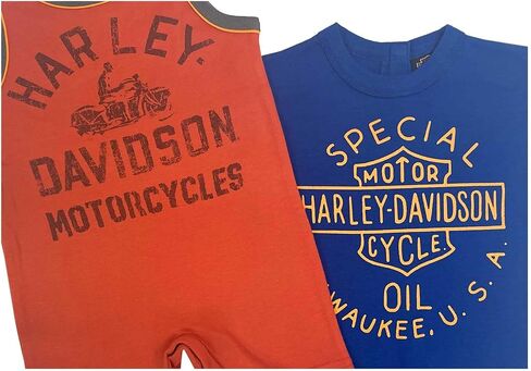 Harley-Davidson Baby Boys' 2-Pack Infant Sleeveless Romper Set - Orange & Blue in Saudi Arabia