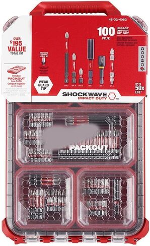 مجموعة لقم سائق Impact Duty تناسب أداة Milwaukee 48-32-4082 100 قطعة. موجة الصدمة in Kuwait