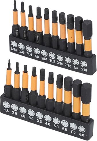 S2 Steel 20Pcs Hex Bit Set, Magnetized CNC Drill Bits, Hex Shank for Electric Drill, with Storage Box, for Furniture Assembly, Construction in Saudi Arabia