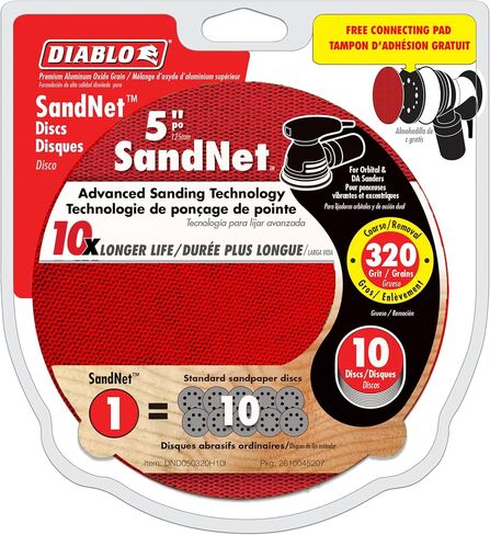 Diablo SandNET Reusable Discs with Connection Pad for Wood, Metal and Plastics - Size 5" - 320 Grit, Ultra Fine Grit, 10-Pack - DND050320H10I in Saudi Arabia