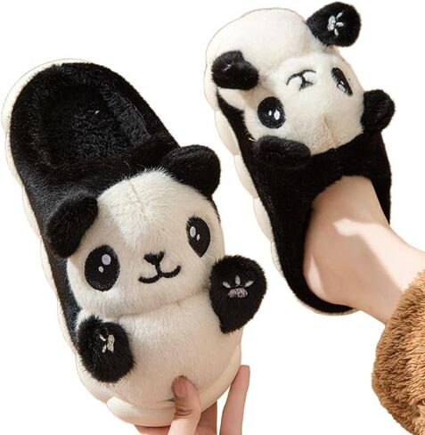 IPENNY لطيف الباندا القطيفة النعال للنساء، لينة مريحة غير زلة النعال المنزلية الدافئة غامض الكرتون النعال داخلي in Kuwait