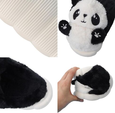 IPENNY لطيف الباندا القطيفة النعال للنساء، لينة مريحة غير زلة النعال المنزلية الدافئة غامض الكرتون النعال داخلي in Kuwait
