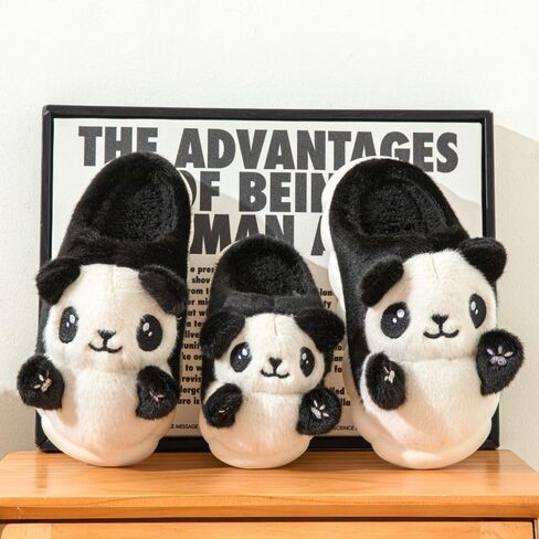 IPENNY لطيف الباندا القطيفة النعال للنساء، لينة مريحة غير زلة النعال المنزلية الدافئة غامض الكرتون النعال داخلي in Kuwait