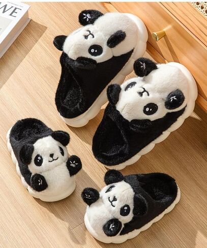 IPENNY لطيف الباندا القطيفة النعال للنساء، لينة مريحة غير زلة النعال المنزلية الدافئة غامض الكرتون النعال داخلي in Kuwait