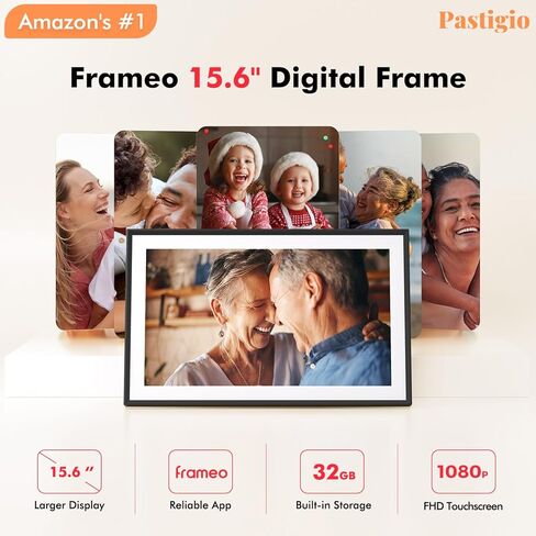 إطار صور رقمي من Frameo مكون من قطعتين، قطعة واحدة إطار صور 15.6 بوصة ذاكرة إلكترونية 32 جيجابايت، شاشة لمس 1920 * 1080، قطعة واحدة 15.6 بوصة 1920 * 1080 إطار صور رقمي ذاكرة 32 جيجابايت، تدوير تلقائي، مشاركة صور Vid in Saudi Arabia