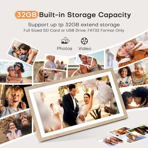 Frameo Digital Picture Frame 2 Pack, 1pc 10.1inch 1280 * 800 Digital Photo Frame 32GB Memory, 1pc 15.6 Inch Photo Frame Electronic 32GB Memory, 1920 * 1080 Touch Screen, Auto-Rotate, Share Photo Video in Saudi Arabia
