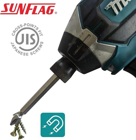 Sunflag JIS +2 X 85mm Double Ended Screwdriver Bits | 1/4'' (6.35mm) Hex | Made in Japan in Saudi Arabia