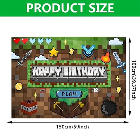 ديكورات عيد ميلاد على طراز Pixel Miner، خلفية لألعاب الفيديو، دعائم خلفيات صور لالتقاط الصور، لوازم حفلات أعياد الميلاد للأولاد (5 × 3 أقدام) in Kuwait