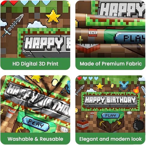 ديكورات عيد ميلاد على طراز Pixel Miner، خلفية لألعاب الفيديو، دعائم خلفيات صور لالتقاط الصور، لوازم حفلات أعياد الميلاد للأولاد (5 × 3 أقدام) in Kuwait