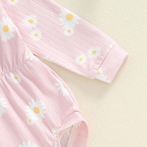 Baby Clothes for Girls Newborn Ribbed Romper Crewneck Bubble Bodysuit Infant Girls Fall Outfits 3 6 9 12 18 Months in Kuwait