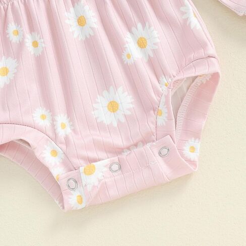 Baby Clothes for Girls Newborn Ribbed Romper Crewneck Bubble Bodysuit Infant Girls Fall Outfits 3 6 9 12 18 Months in Kuwait