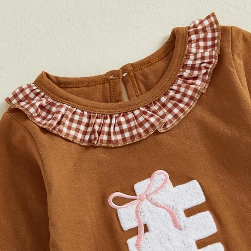 Newborn Baby Girl Football Outfit Game Day Rugby Long Sleeve Romper Ruffle Jumpsuit Infant Fall Winter Clothes in Saudi Arabia