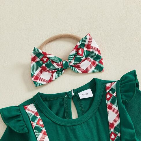 Ledy Champswiin Newborn Baby Girl Christmas Clothes Romper Dresses Ruffle Sleeve Onesie with Headband Infant Christmas Outfit in Saudi Arabia