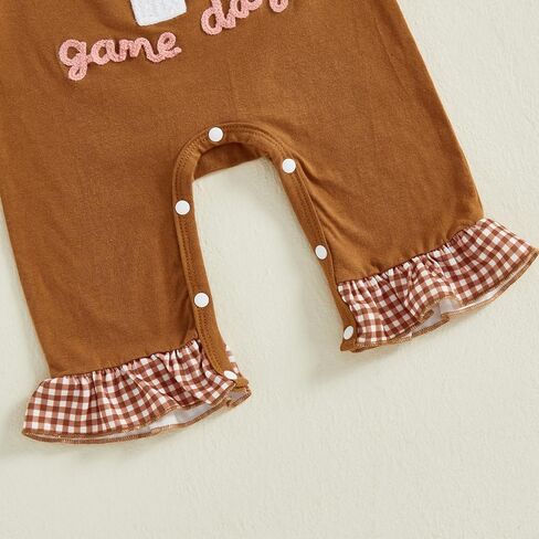 Newborn Baby Girl Football Outfit Game Day Rugby Long Sleeve Romper Ruffle Jumpsuit Infant Fall Winter Clothes in Saudi Arabia