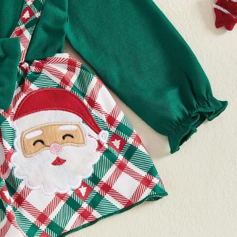 Ledy Champswiin Newborn Baby Girl Christmas Clothes Romper Dresses Ruffle Sleeve Onesie with Headband Infant Christmas Outfit in Saudi Arabia