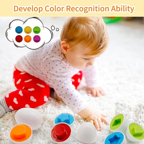 12 قطعة من ألعاب بيض عيد الفصح البلاستيكية للأطفال الصغار 1-3، ألعاب ألغاز فرز الأشكال ألعاب مونتيسوري، لعبة مطابقة الألوان، أنشطة التعلم، سلة عيد الفصح للأطفال، هدايا للأطفال من عمر 1 إلى 2 3 سنوات، فتاة صبي in Kuwait