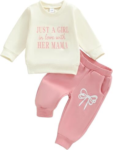 Toddler Baby Girl Fall Outfit Funny Girl Letter Pullover Sweatshirt Pant Set Infant Clothes 6 12 18 Months 2T 3T in Saudi Arabia
