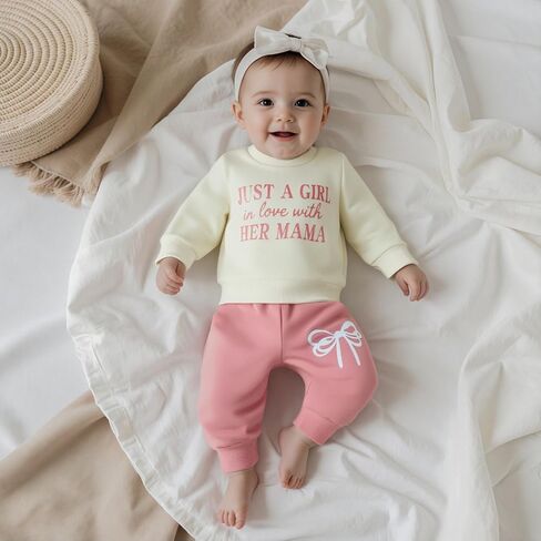 Toddler Baby Girl Fall Outfit Funny Girl Letter Pullover Sweatshirt Pant Set Infant Clothes 6 12 18 Months 2T 3T in Saudi Arabia