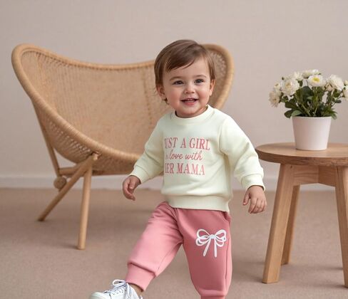 Toddler Baby Girl Fall Outfit Funny Girl Letter Pullover Sweatshirt Pant Set Infant Clothes 6 12 18 Months 2T 3T in Saudi Arabia