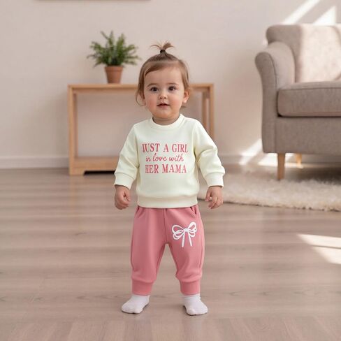 Toddler Baby Girl Fall Outfit Funny Girl Letter Pullover Sweatshirt Pant Set Infant Clothes 6 12 18 Months 2T 3T in Saudi Arabia