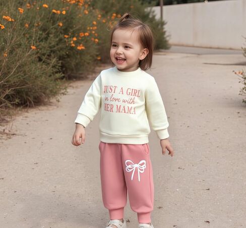 Toddler Baby Girl Fall Outfit Funny Girl Letter Pullover Sweatshirt Pant Set Infant Clothes 6 12 18 Months 2T 3T in Saudi Arabia