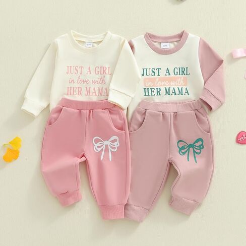 Toddler Baby Girl Fall Outfit Funny Girl Letter Pullover Sweatshirt Pant Set Infant Clothes 6 12 18 Months 2T 3T in Saudi Arabia