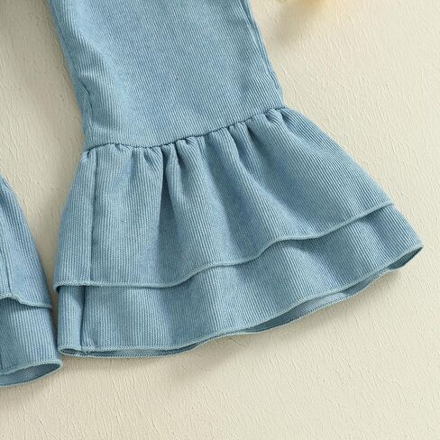 Kids Girls Outfit Long Sleeve Crew Neck T-shirt With Flower Overalls And Hat Fall Outfit in Kuwait