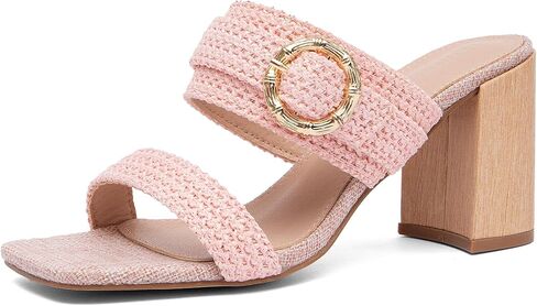 NEWBELLA Women's Braided High Heel Sandals - Slip-On Summer Shoes with Block Heel, Dopamine Style Beach Wedding Sandals for Women in Saudi Arabia