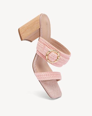 NEWBELLA Women's Braided High Heel Sandals - Slip-On Summer Shoes with Block Heel, Dopamine Style Beach Wedding Sandals for Women in Saudi Arabia